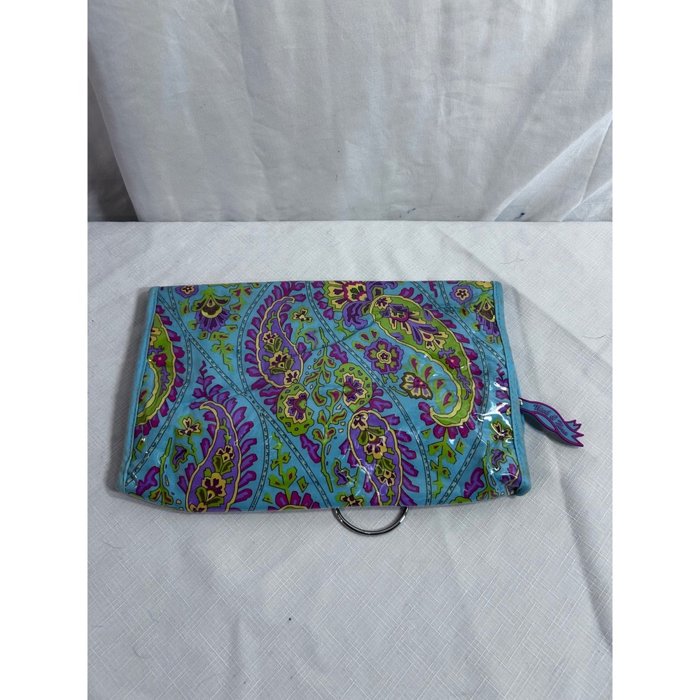 Nick & Nora Toiletry Bag OS Blue Paisley Hanging Tri-fold Travel Case Women